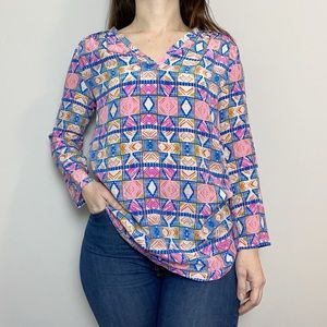 Amanda Uprichard Silk Print Tunic Top
